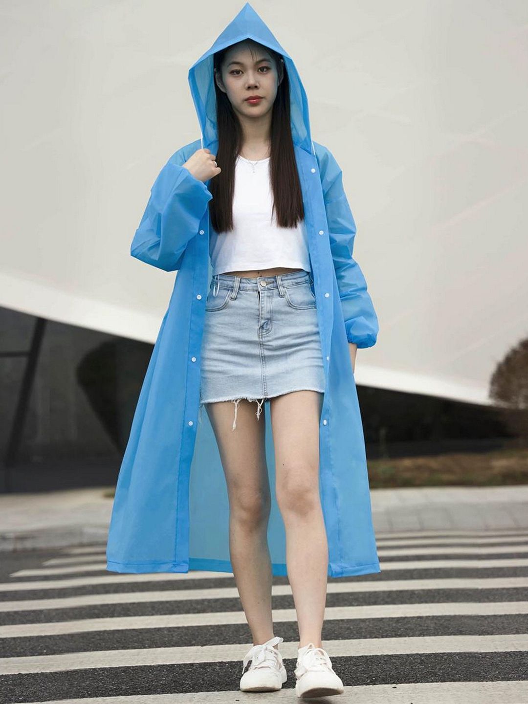 Infispace Hooded Breathable Waterproof Long Rain Jacket-picture-25