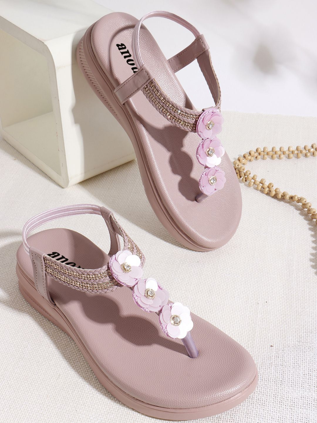 Anouk Women Embellished T-Strap Flats-image-15