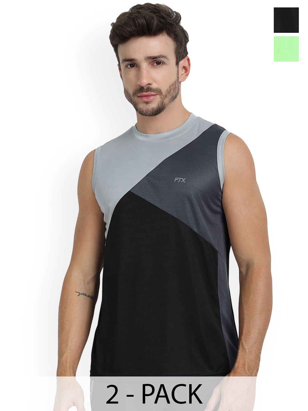 FTX Pack Of 2 Colourblocked Round Neck Gym Vests 709-6_709-12-S-picture-37