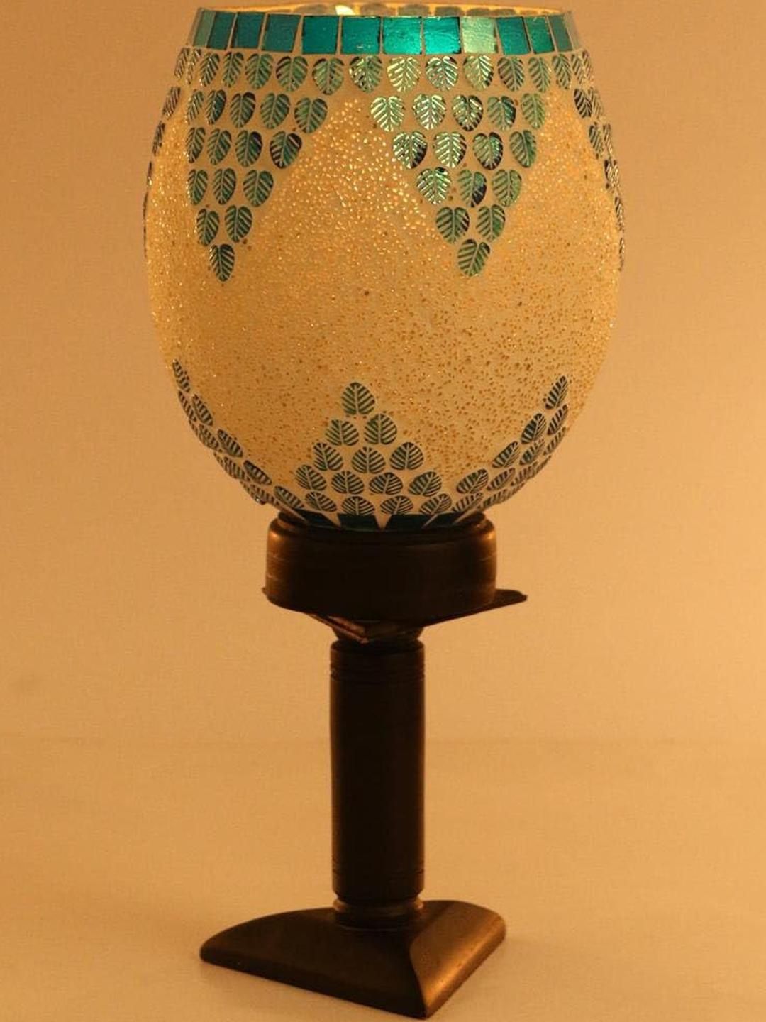 SOMIL Blue Printed Glass Cylindrical Shaped Table Lamp-picture-35