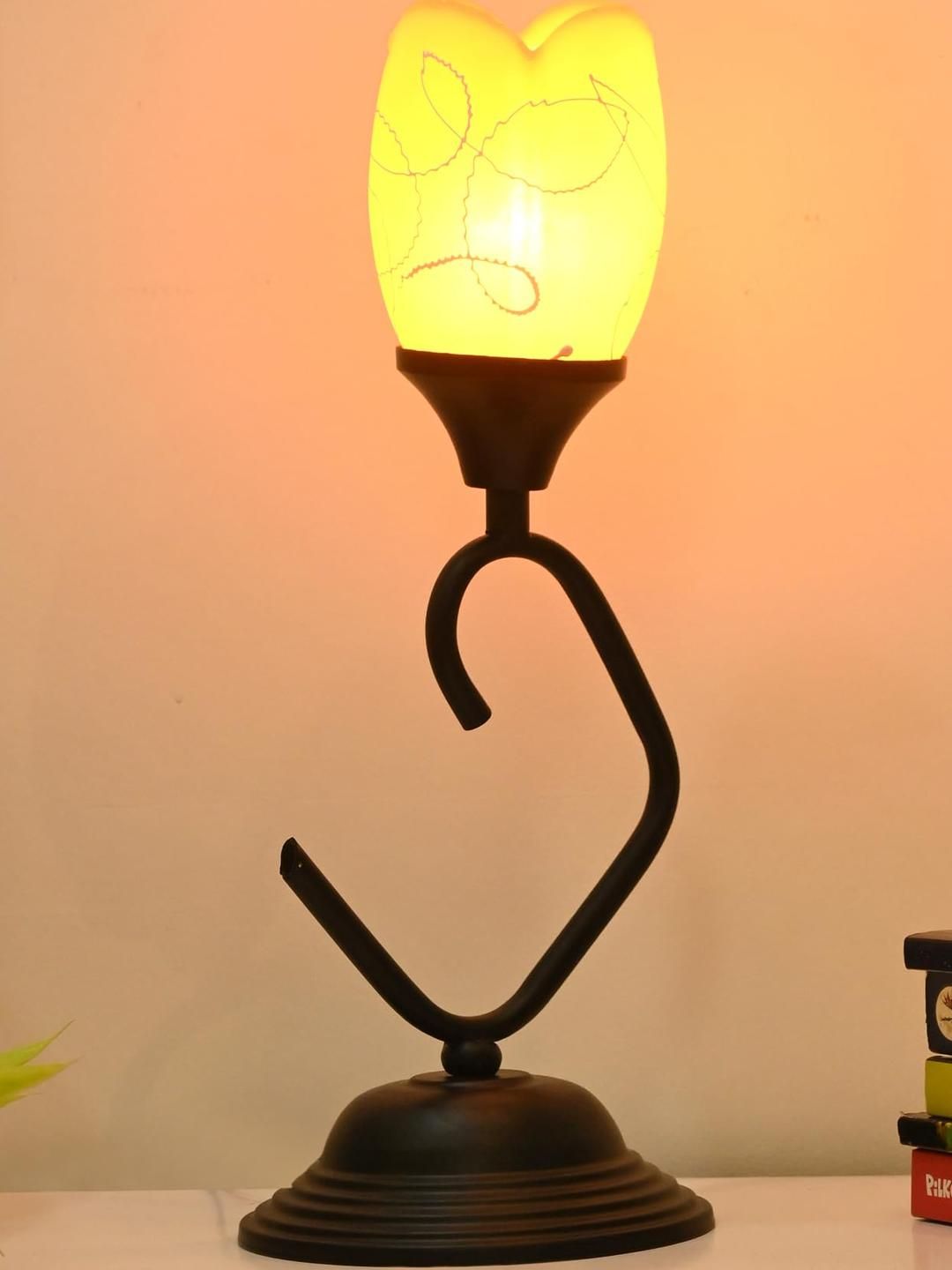 SOMIL Orange Printed Glass Cylindrical Shaped Table Lamp-picture-16