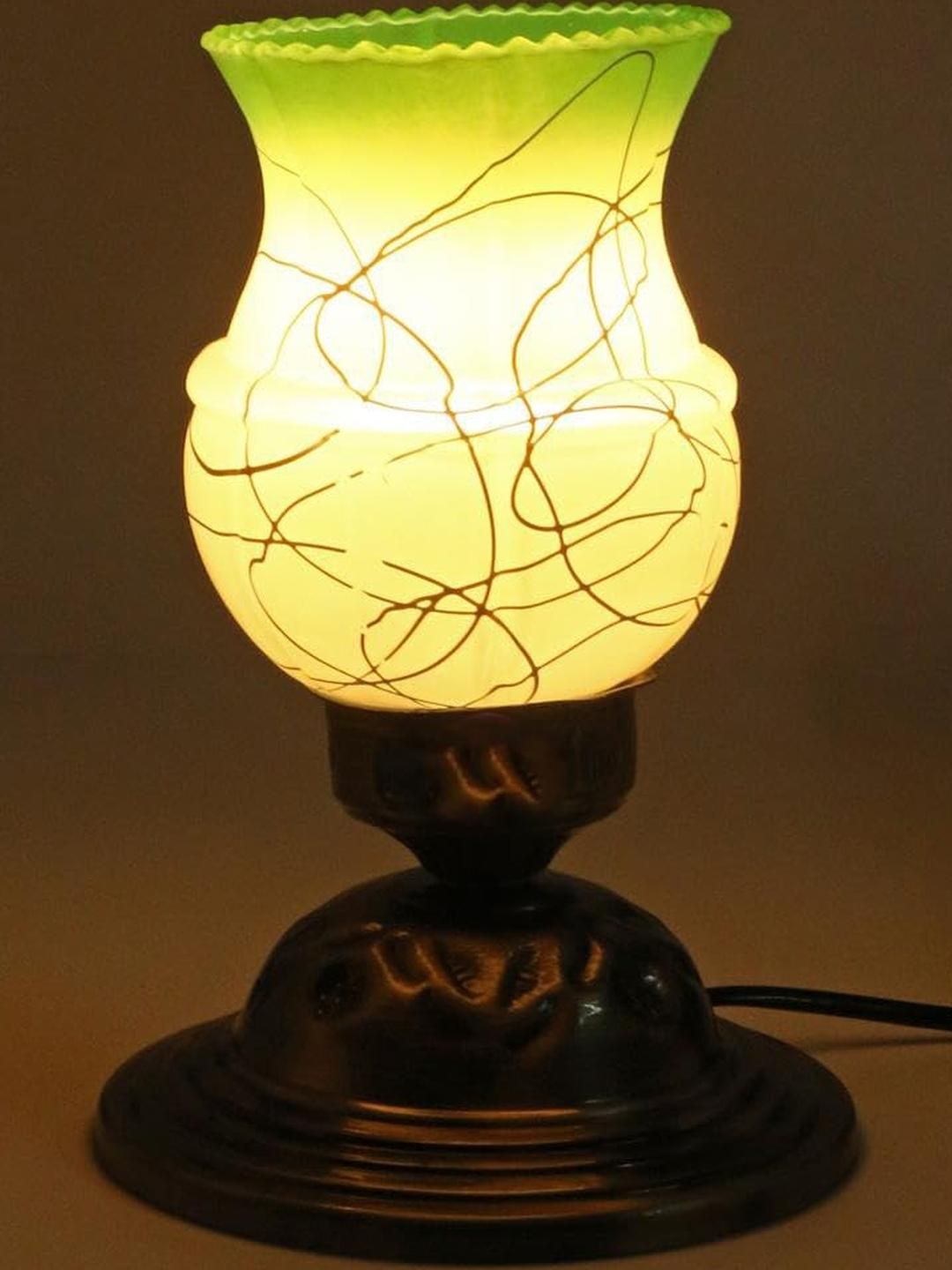 SOMIL Gold-Toned Printed Glass Cylindrical Shaped Table Lamp-picture-32