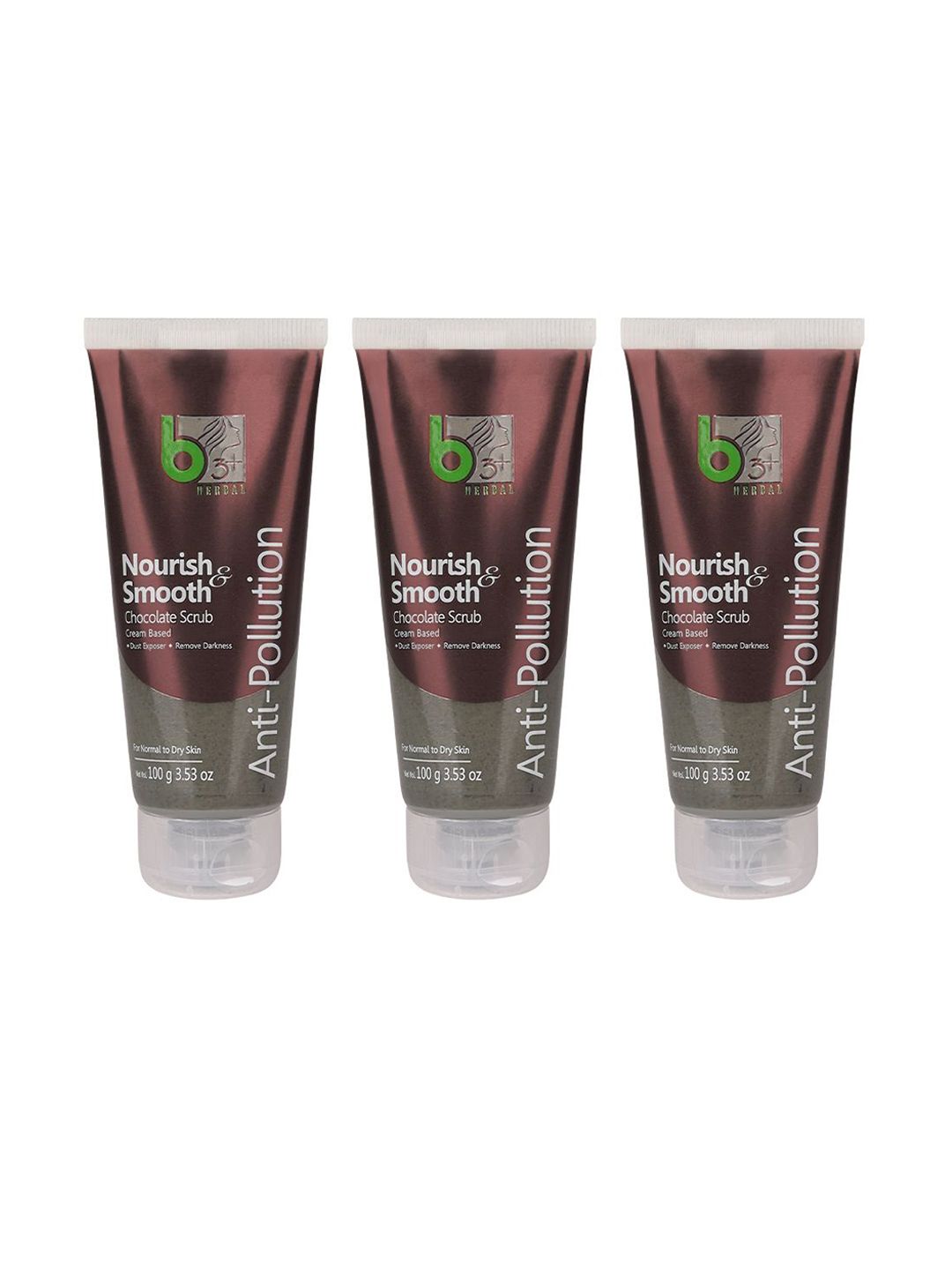 b3+ HERBAL Set Of 3 Nourish & Smooth Chocolate Scrub - 100 ml Each-picture-53