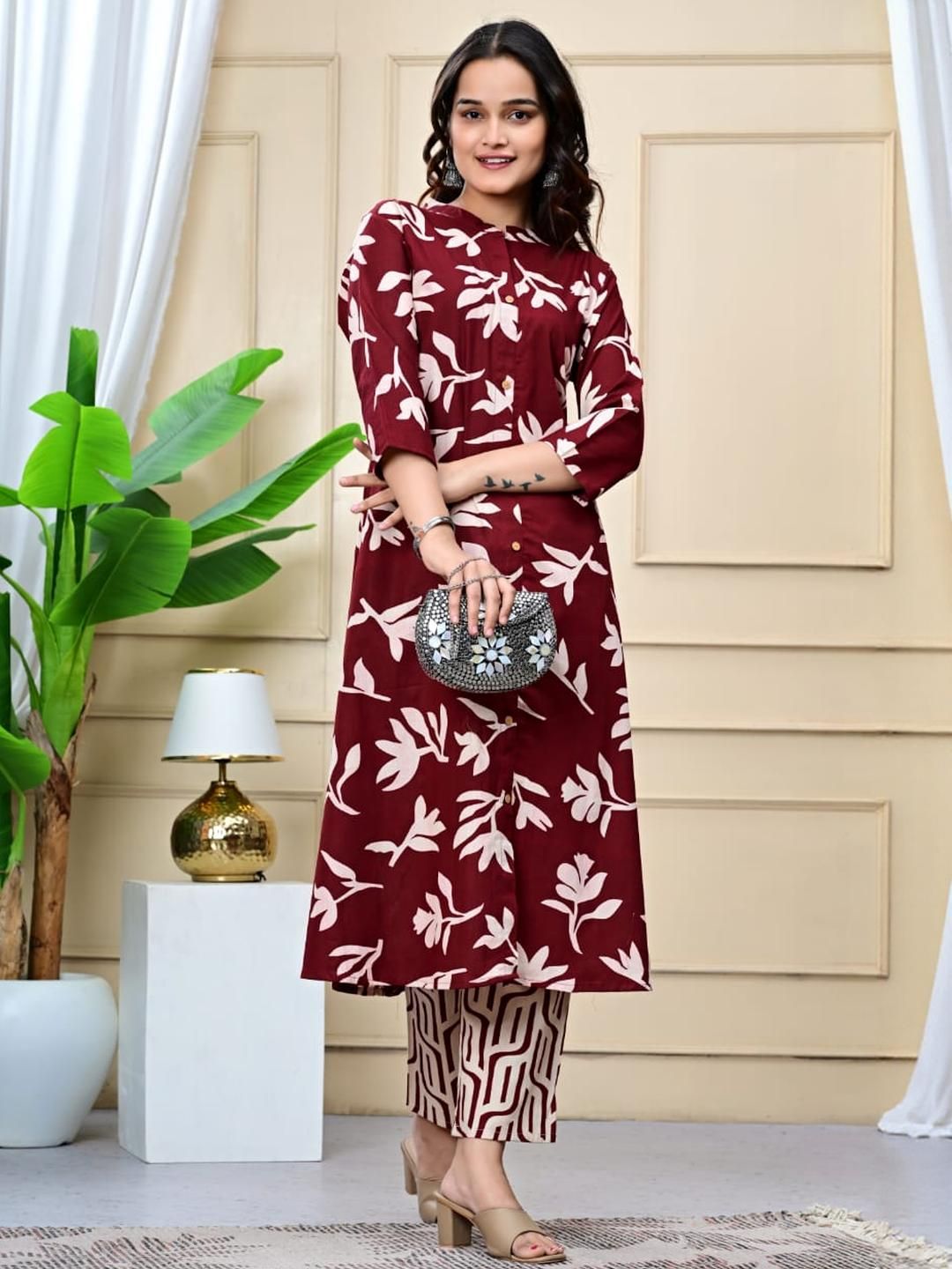 Angkor Floral Printed Kurta Set