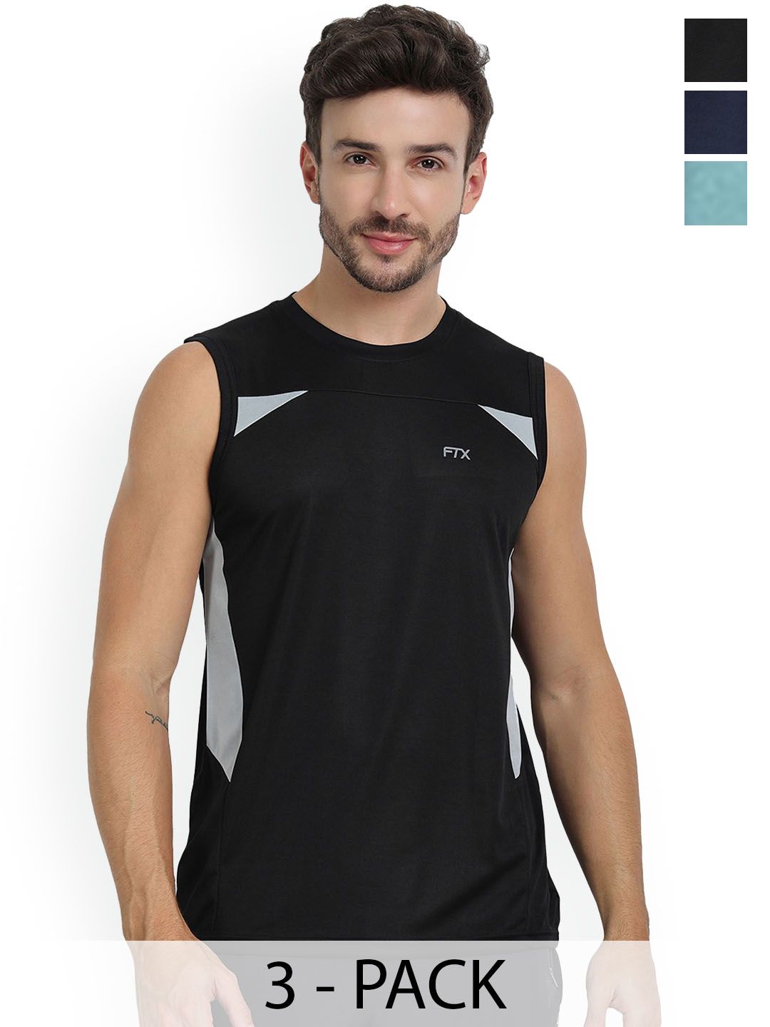 FTX Pack Of 3 Colourblocked Dry-Fit Round Neck Gym Vests 709-2_709-4_709-10-S-picture-35