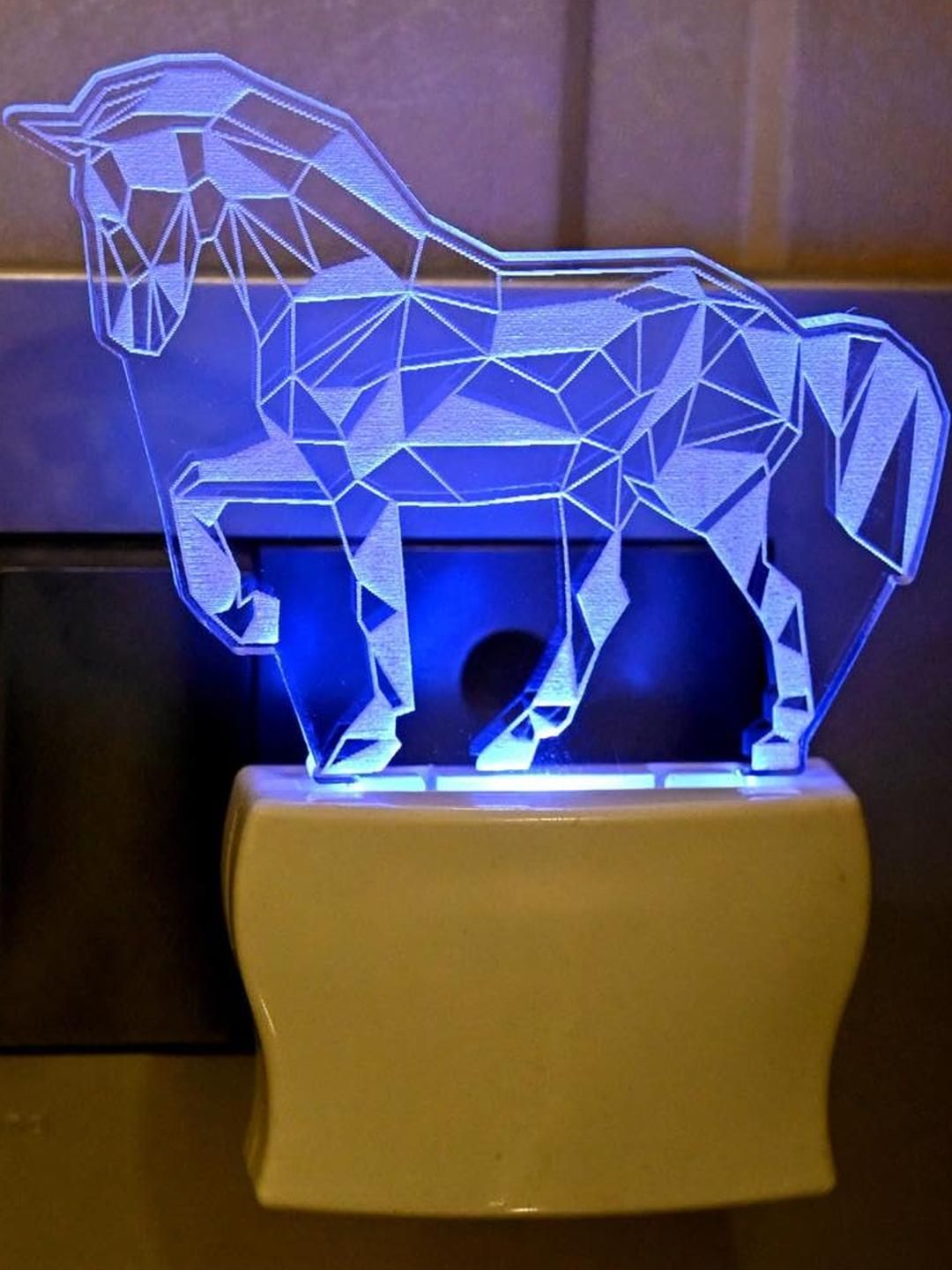SOMIL Green & Blue Printed Glass Horse Shaped Wall Lamp-image-45