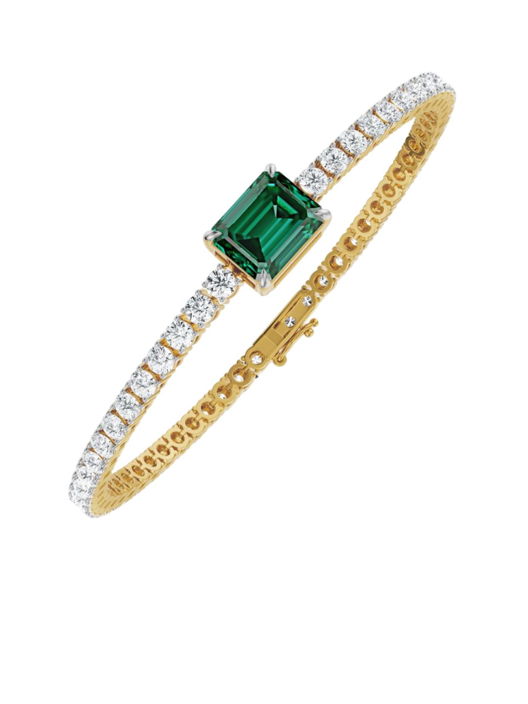 Emori Women Emerald Tennis Lab Diamond Bracelet in 18KT Gold-picture-10