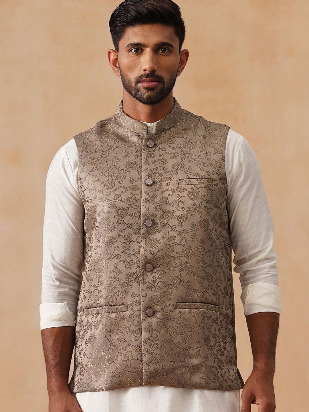 Jompers Woven Design Nehru Jacket-picture-11