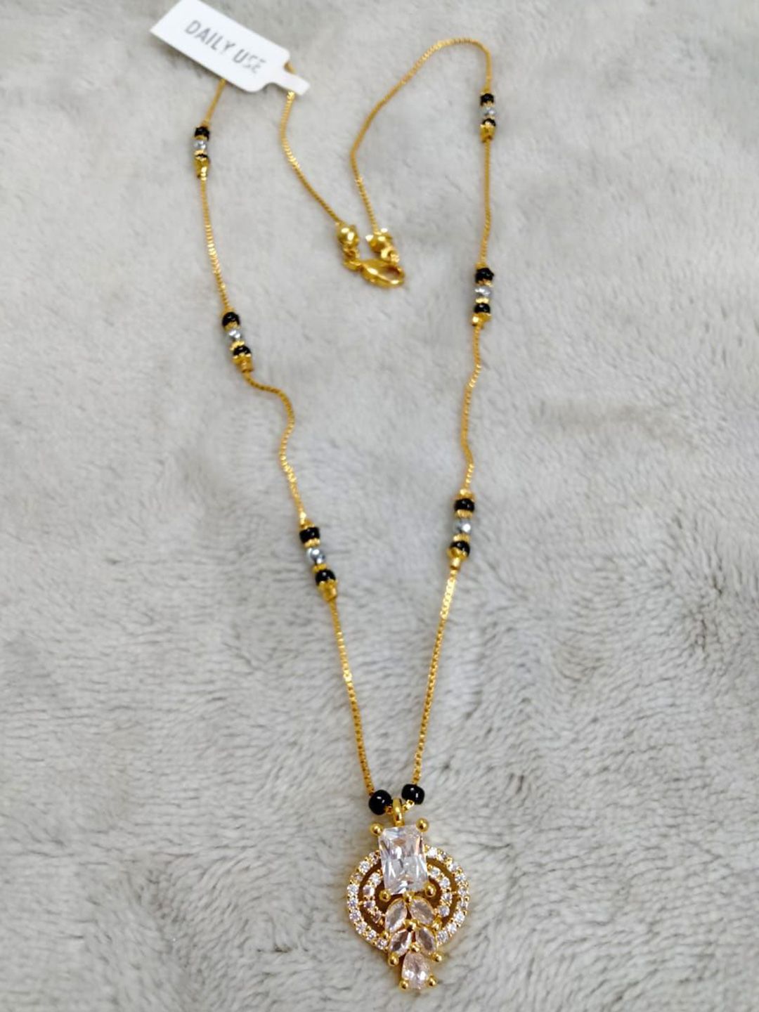 Vinayak enterprise Gold-Plated Artificial Stones Studded And Beaded Mangalsutra-image-46