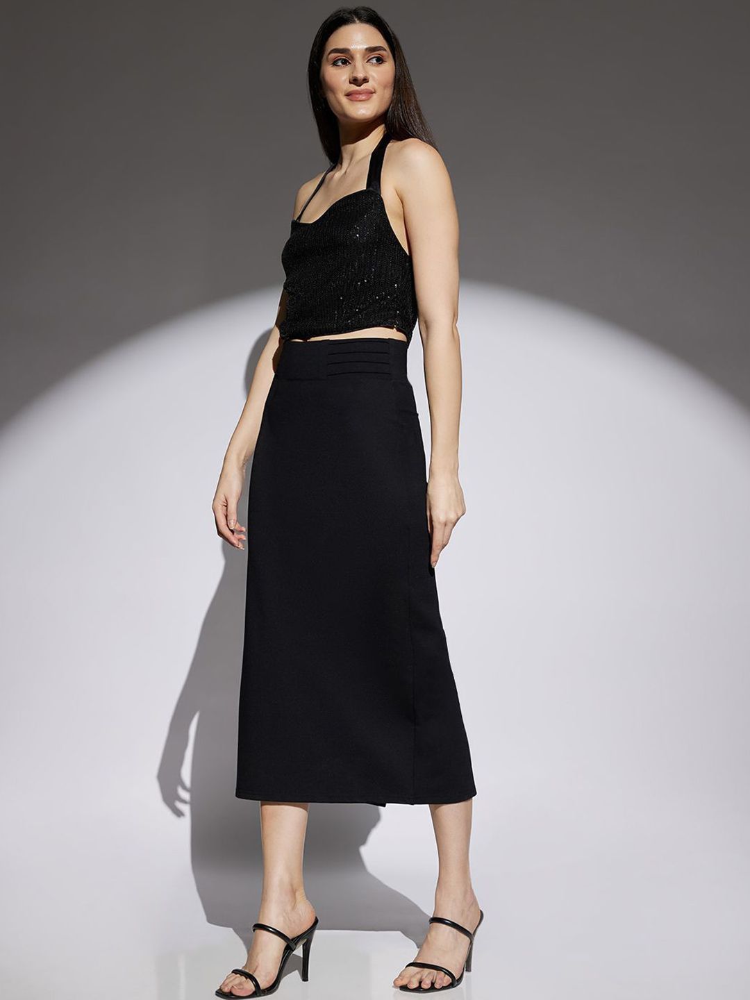 Globus Mid Rise Back Slit Stretchable Pencil Midi Skirt-picture-22
