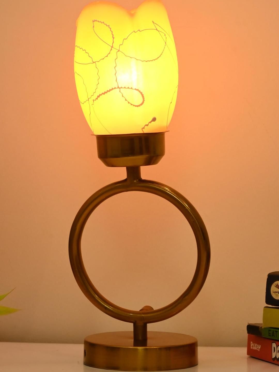 SOMIL Orange Printed Glass Cylindrical Shaped Table Lamp-picture-13