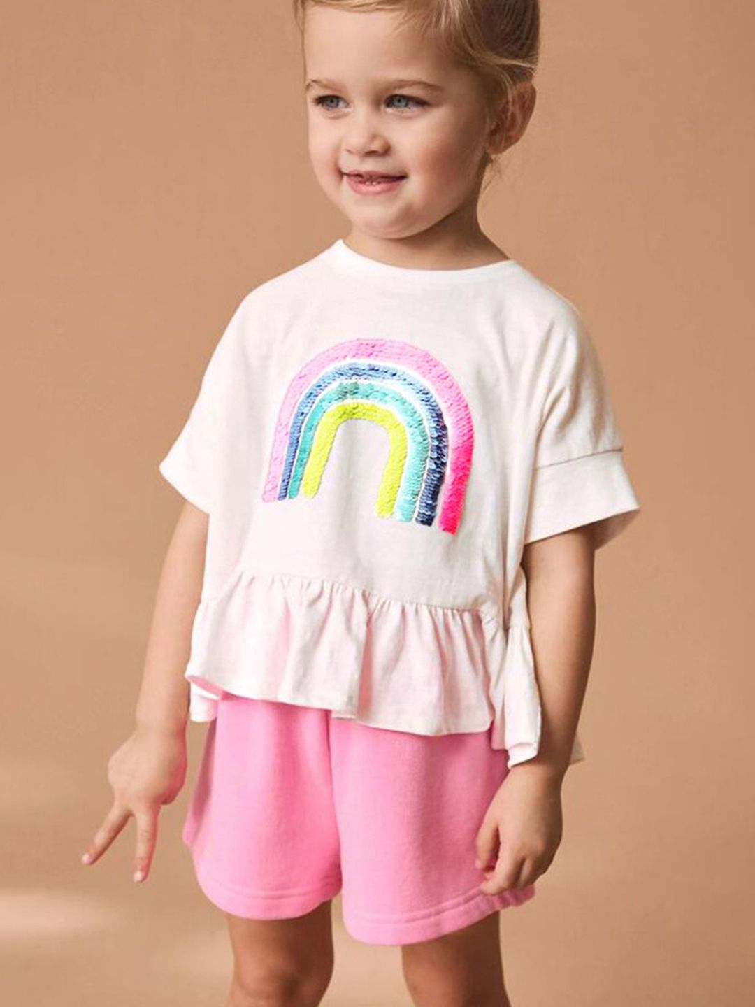 LULU & SKY Girls Sequinned Top and Shorts Night Suit-image-37