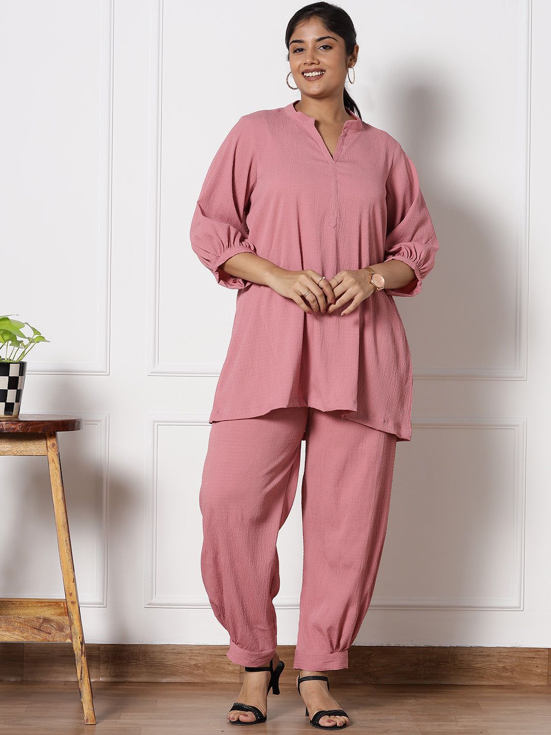 LetsDressUp Mandarin Collar-Neck Top With Trousers Co-Ords-picture-20