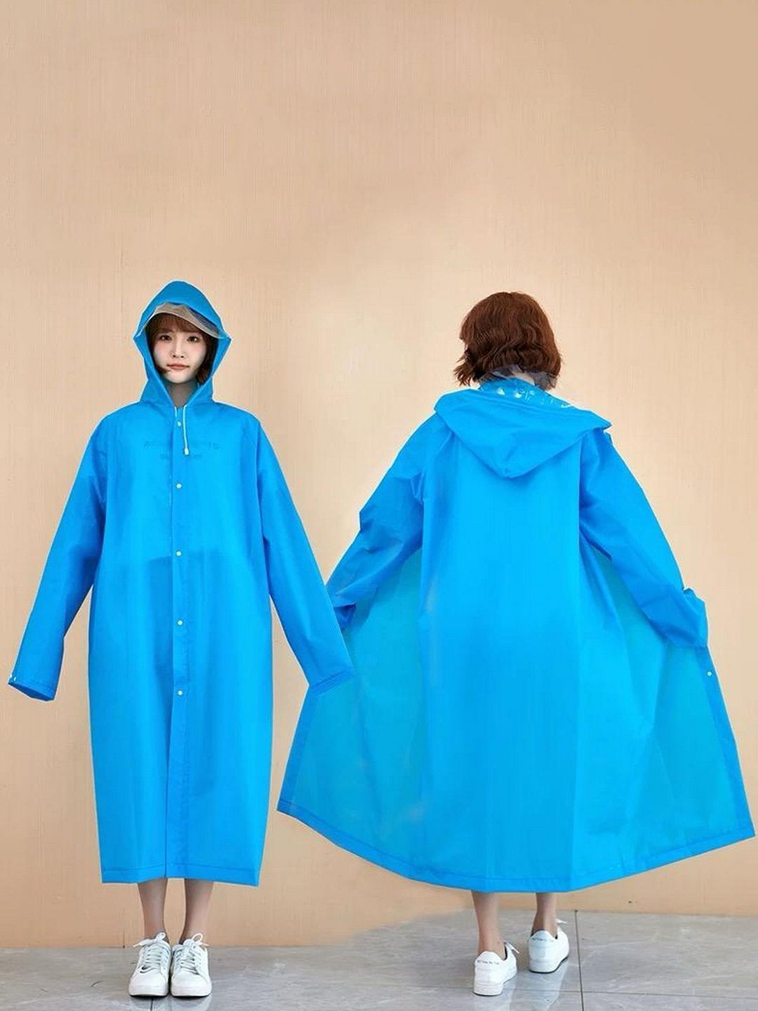 Infispace Hooded Breathable Waterproof Long Rain Jacket-picture-15