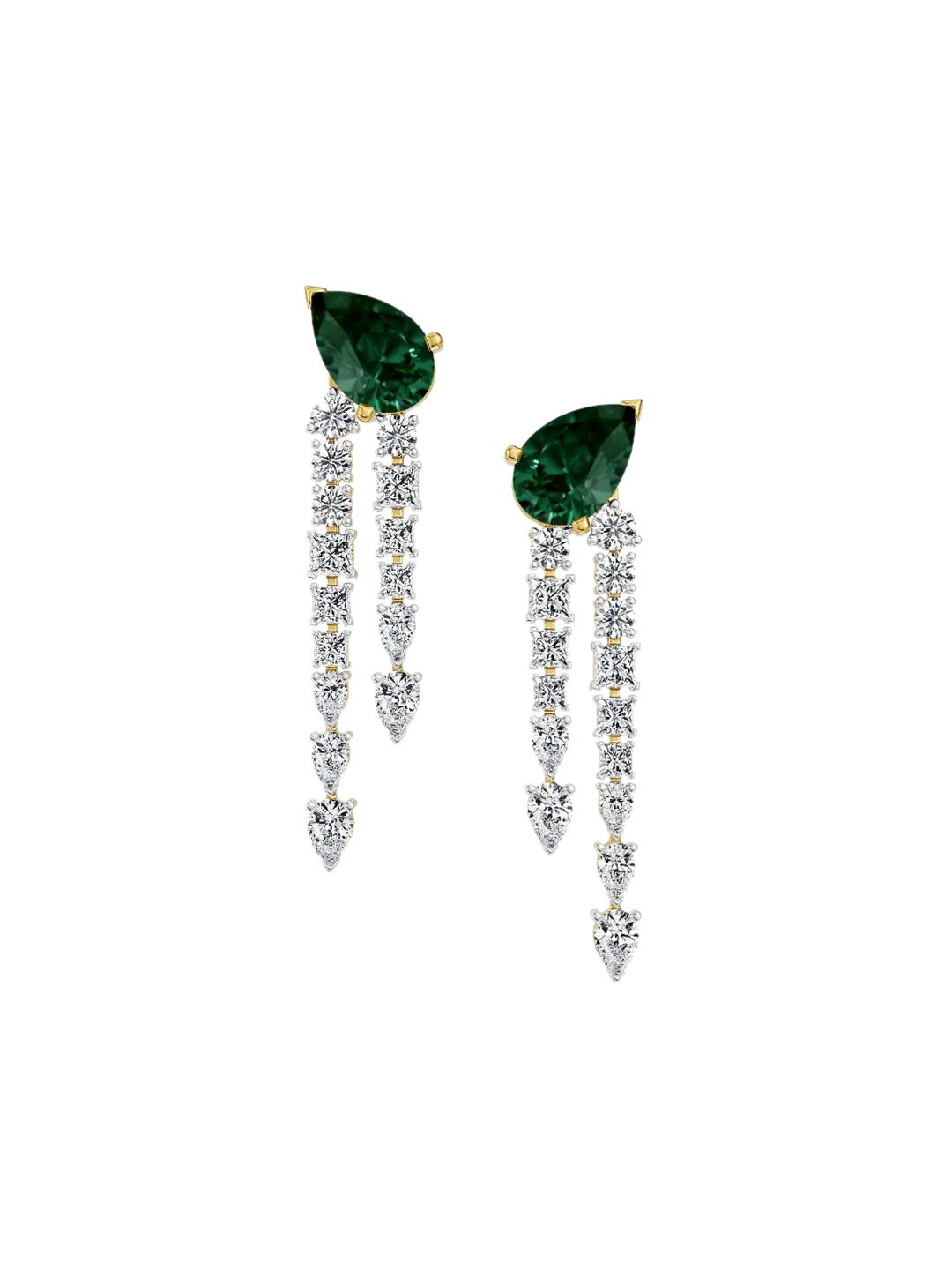 Emori 14KT Gold Empress Dewdrop Lab Diamond Earrings-6.88 g-image-13