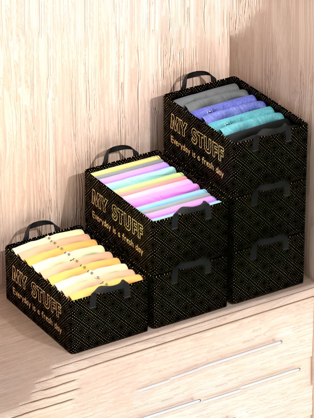 RUBOXA Black Set of 6 Regular Multi-Utility Organisers-picture-30