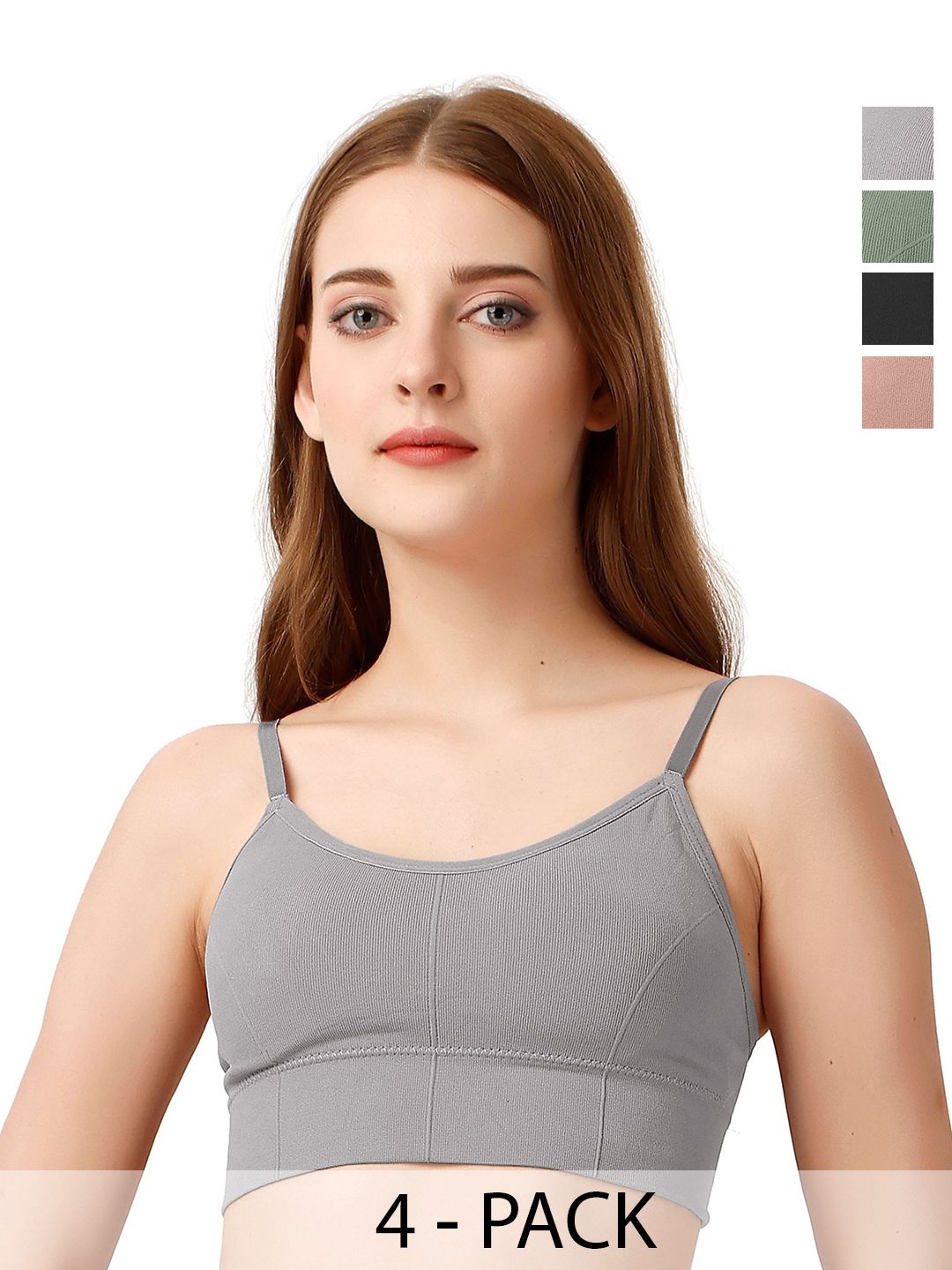 Moda Rapido Pack Of 4 Full Coverage Lightly Padded Cotton Everyday Bra-picture-35