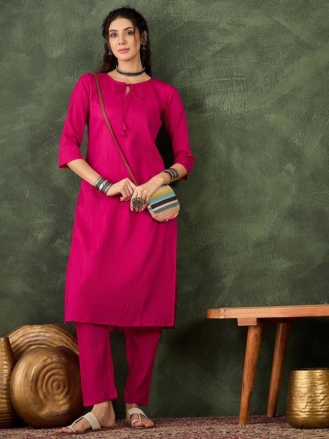 VredeVogel Striped Straight Kurta with Trousers