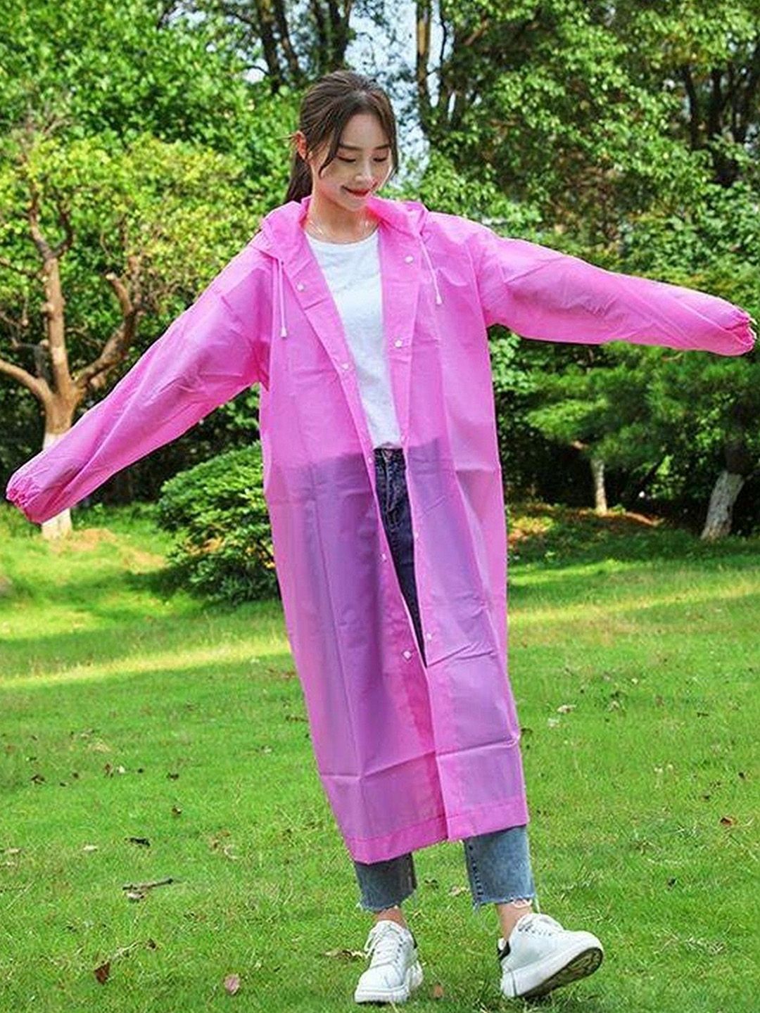 Infispace Hooded Breathable Waterproof Long Rain Jacket-picture-20