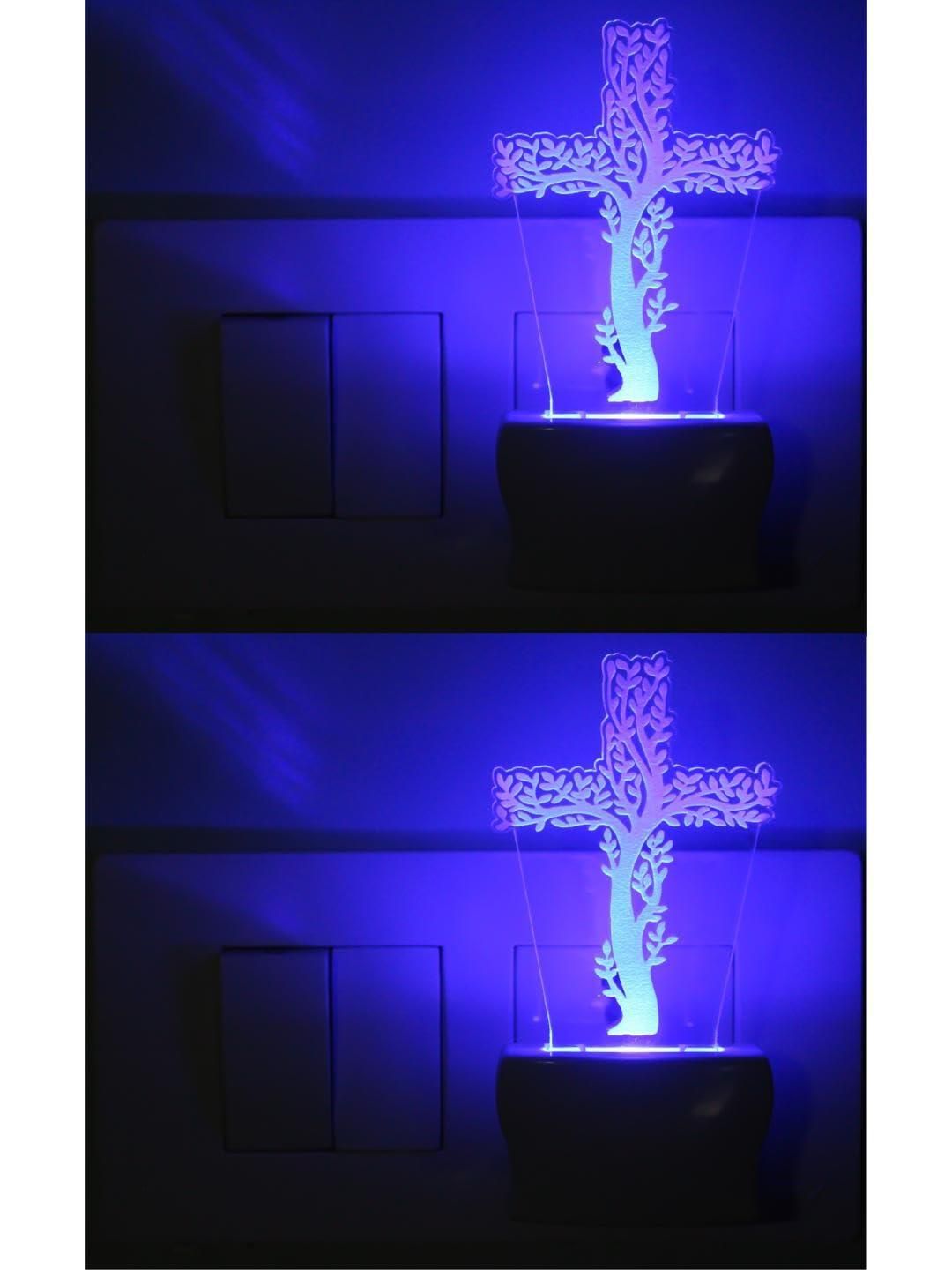 SOMIL Green & Blue Printed Glass Cross Wall Lamp-picture-23
