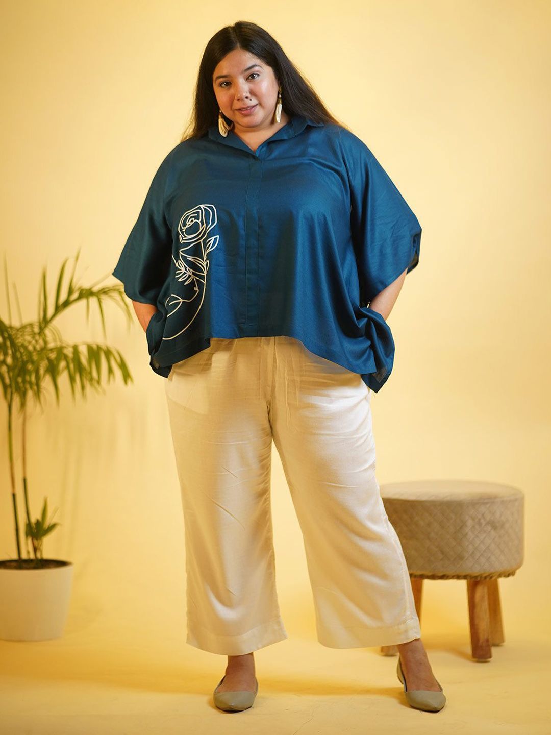 LetsDressUp Printed Shirt Collar Kaftan Top With Palazzo Co-Ords-picture-36