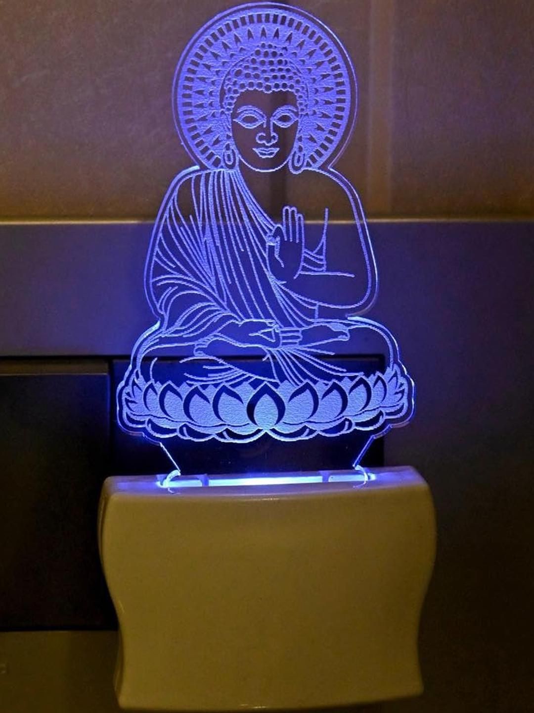 SOMIL Green & Blue Printed Glass Budda Shaped Wall Lamp-image-49