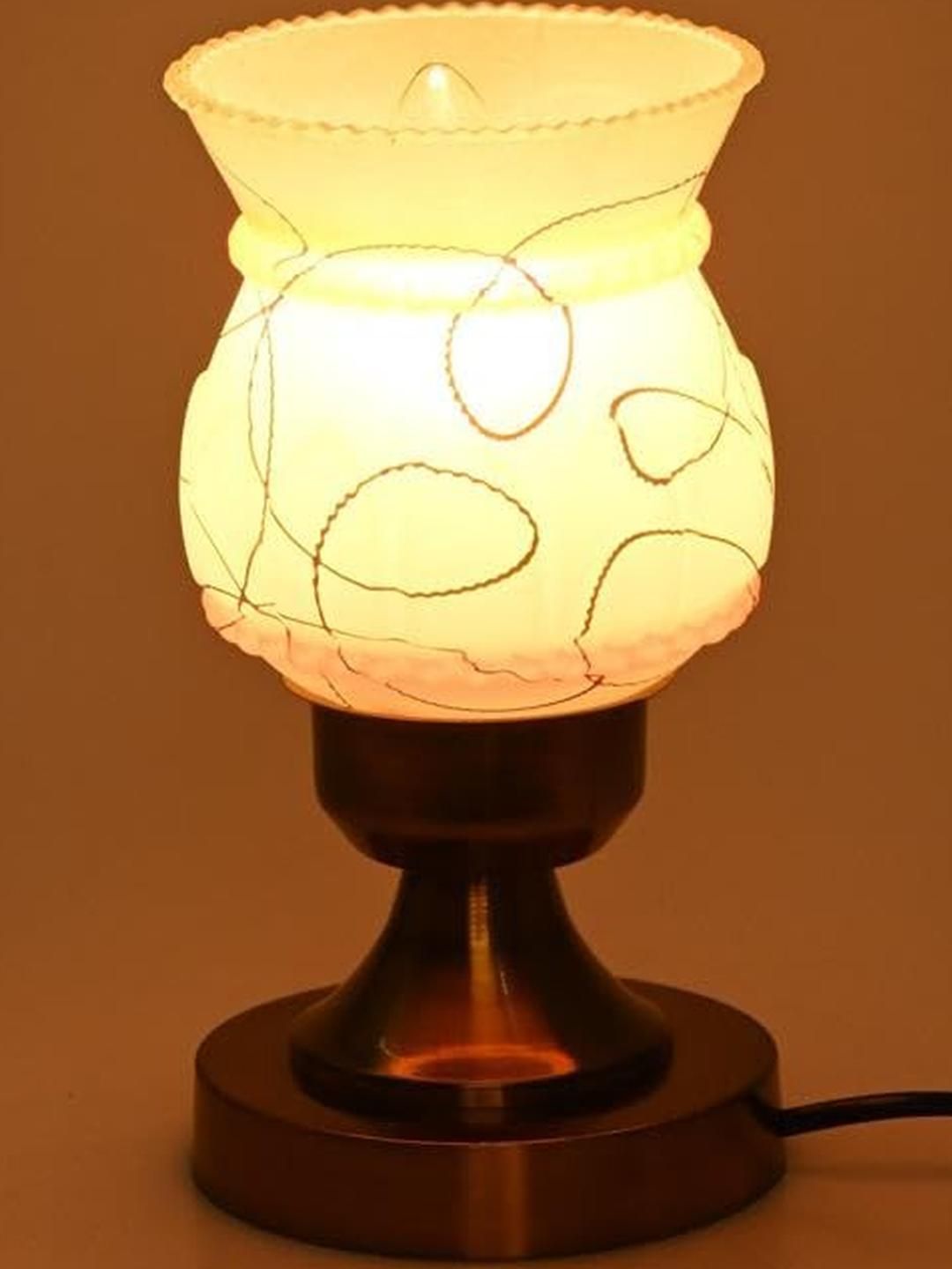 SOMIL White Printed Glass Cylindrical Shaped Table Lamp-picture-29