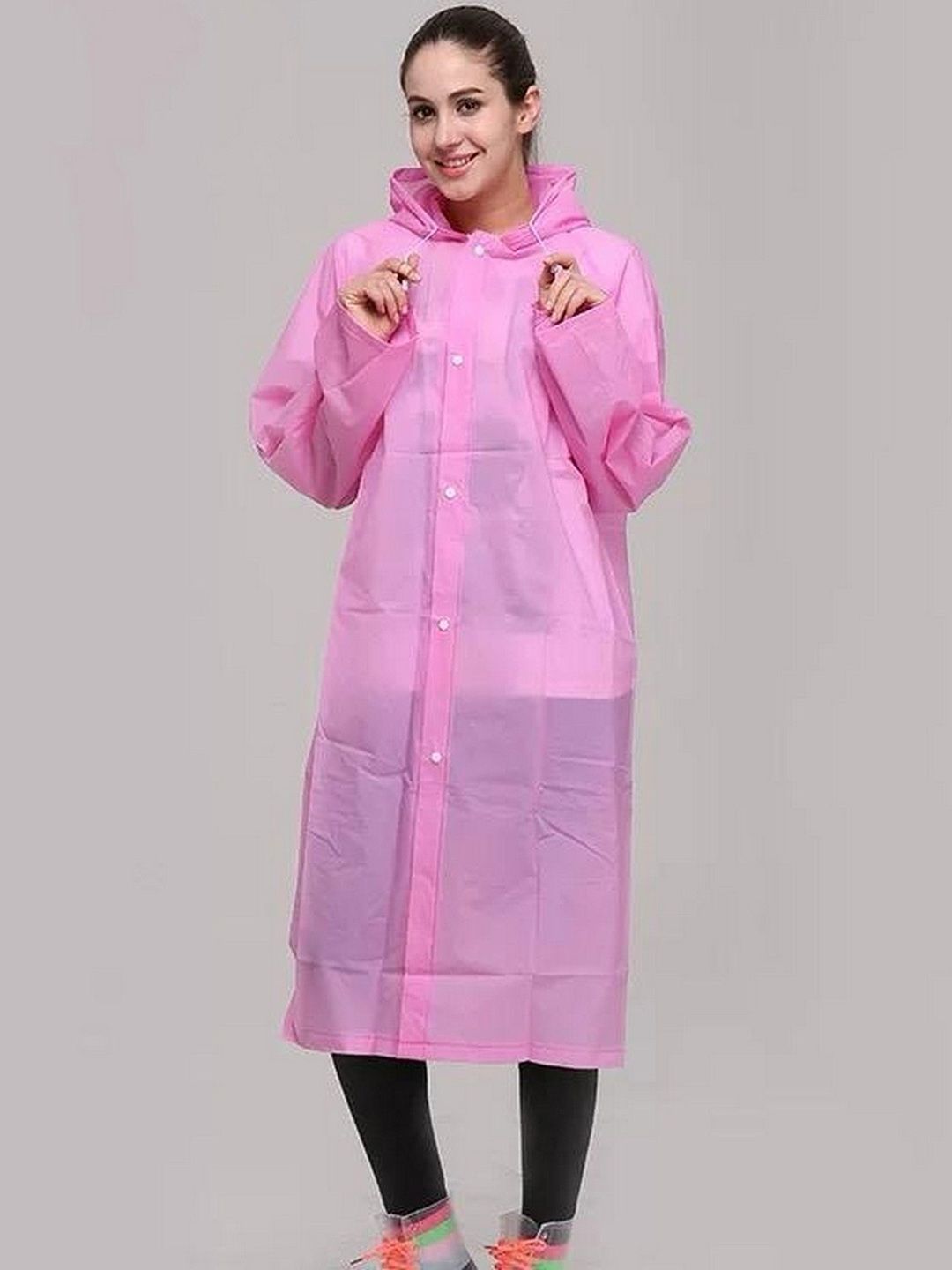 Infispace Hooded Breathable Waterproof Long Rain Jacket-picture-30