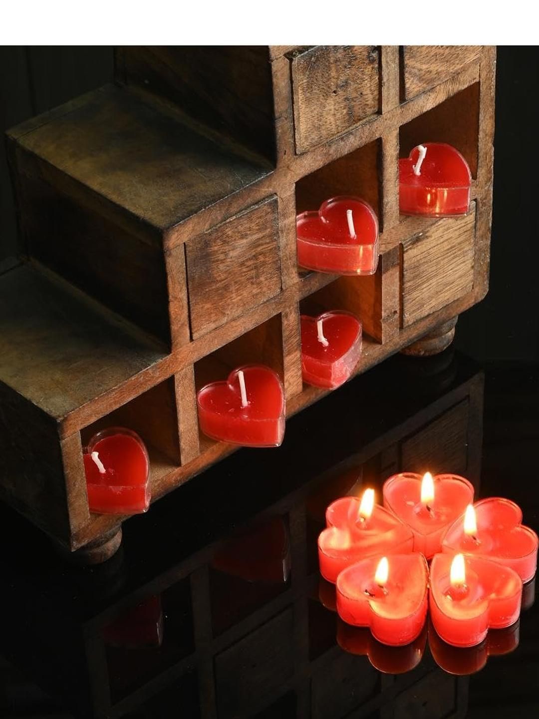 Somil Red Set of 10 Heart Shaped Scented Candles-picture-25