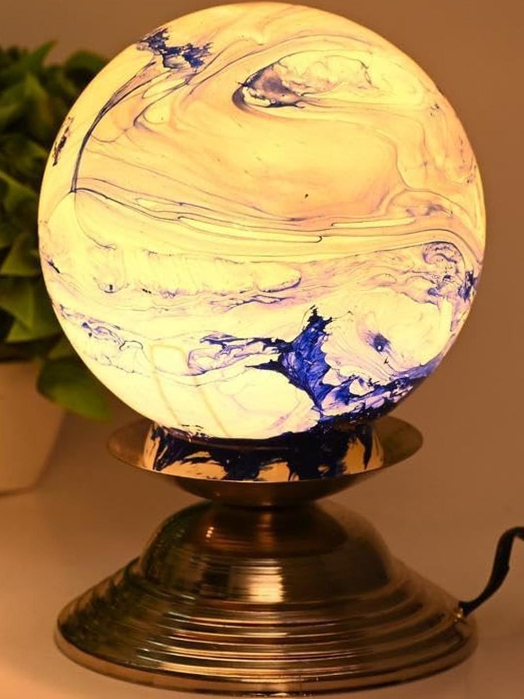 SOMIL Blue Printed Glass Spherical Shaped Table Lamp-picture-18