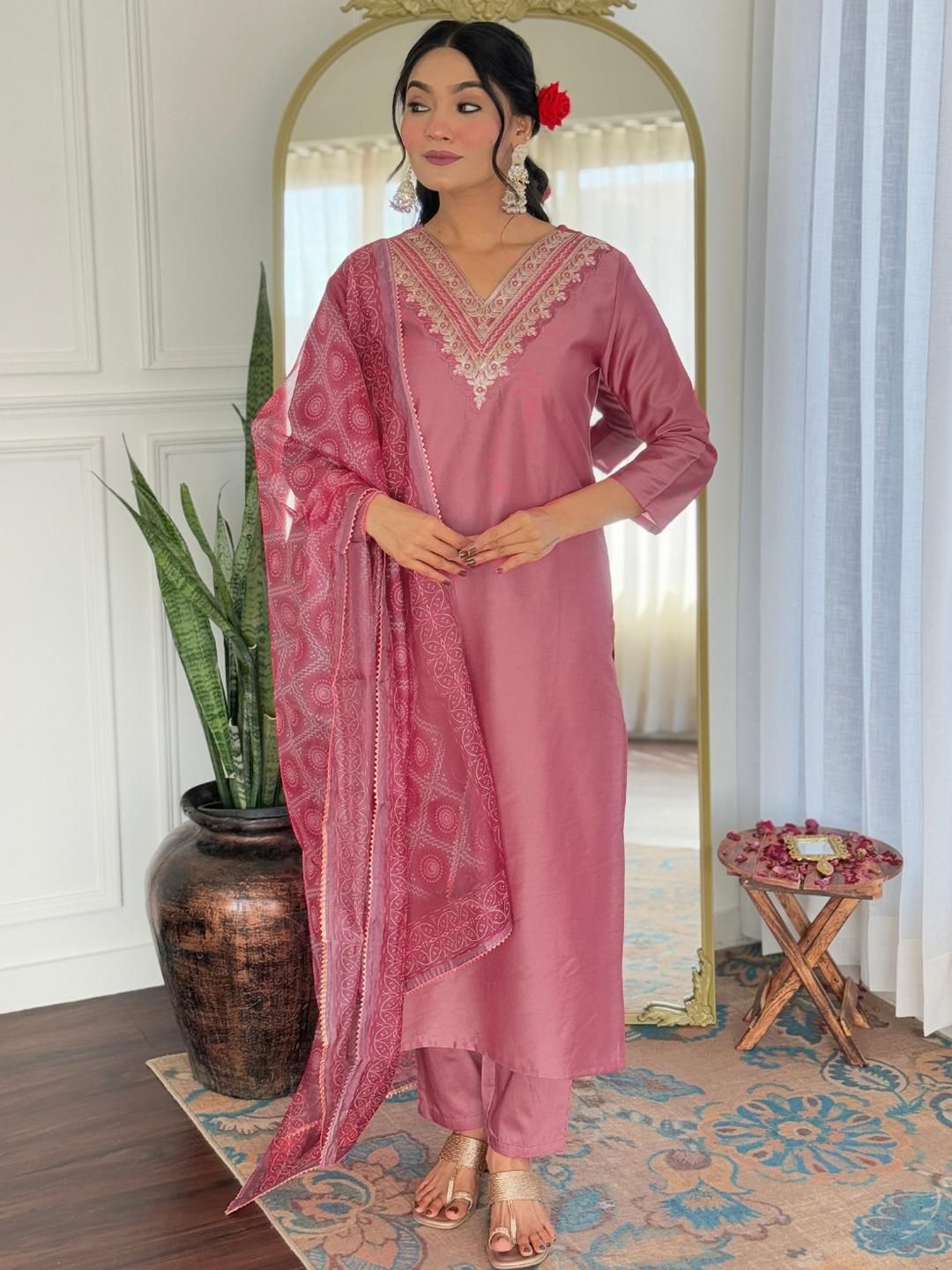 CaniBani Women Peach Kurta Sets