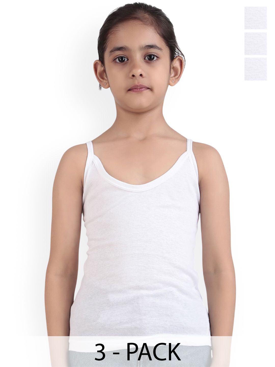 HAP Girls Pack Of 3 Non Padded Cotton Camisoles-image-30