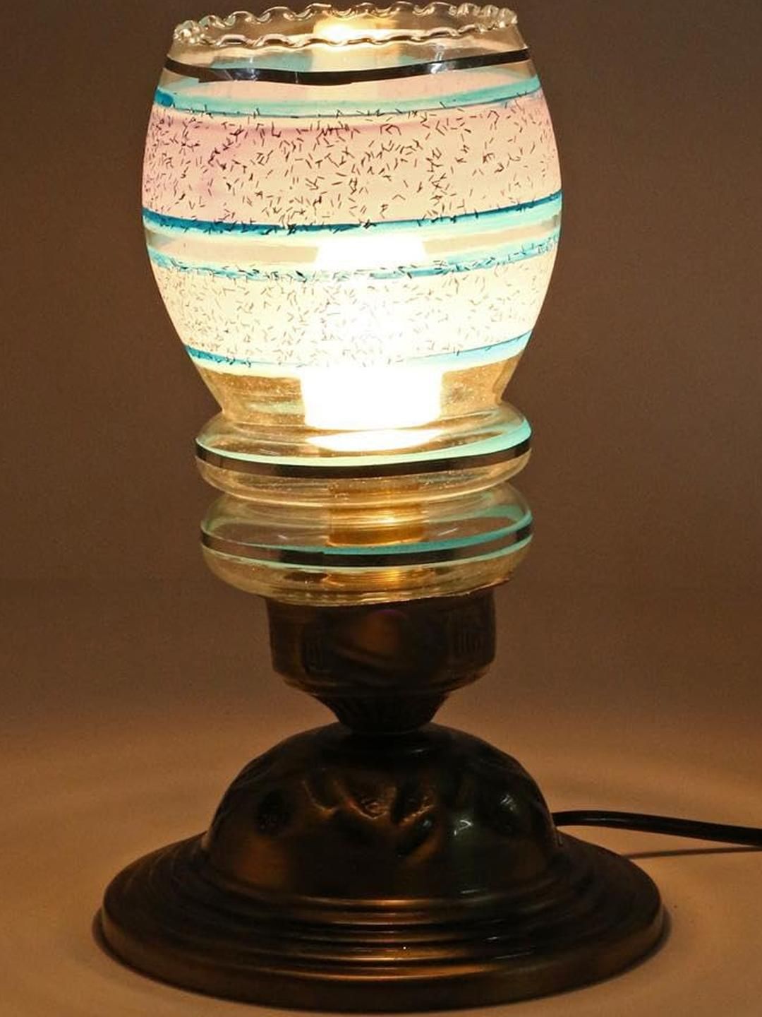 SOMIL Gold-Toned Printed Glass Cylindrical Shaped Table Lamp-picture-31