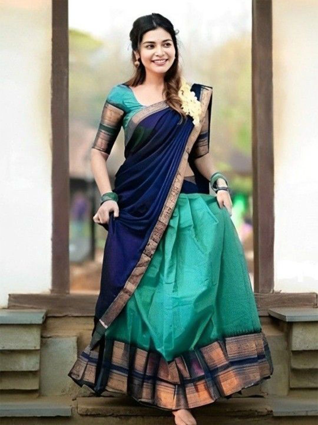 SWAMI STUDIO Semi-Stitched Lehenga & Unstitched Blouse With Dupatta-picture-12
