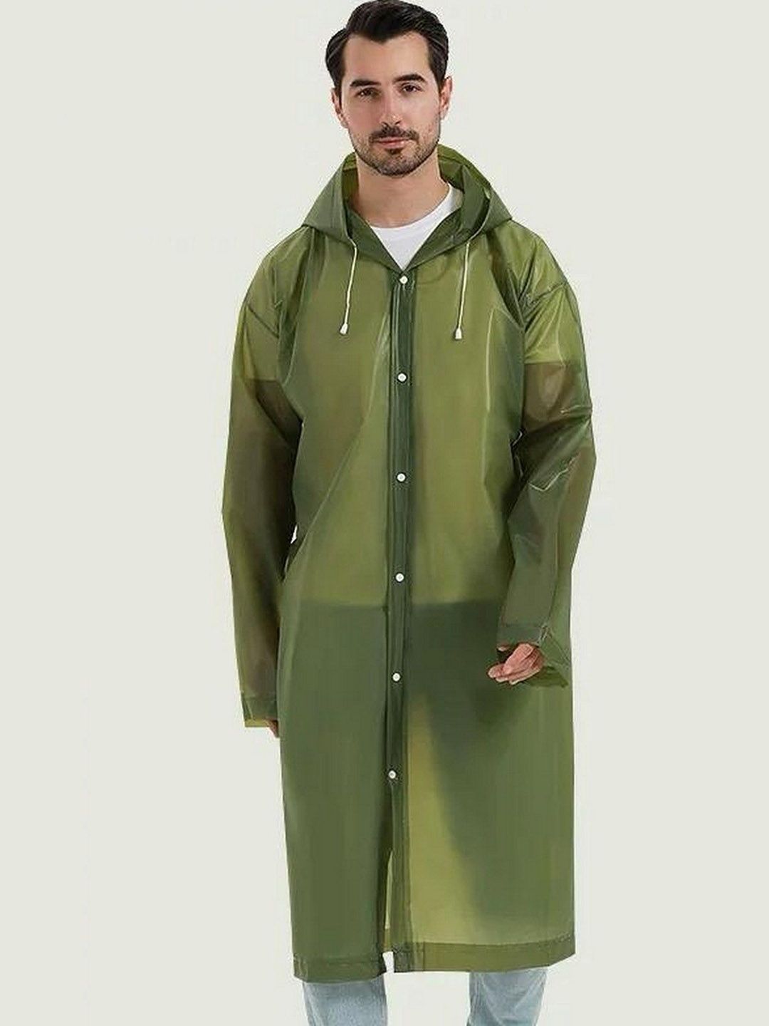 Infispace Hooded Breathable Waterproof Long Rain Jacket-picture-28