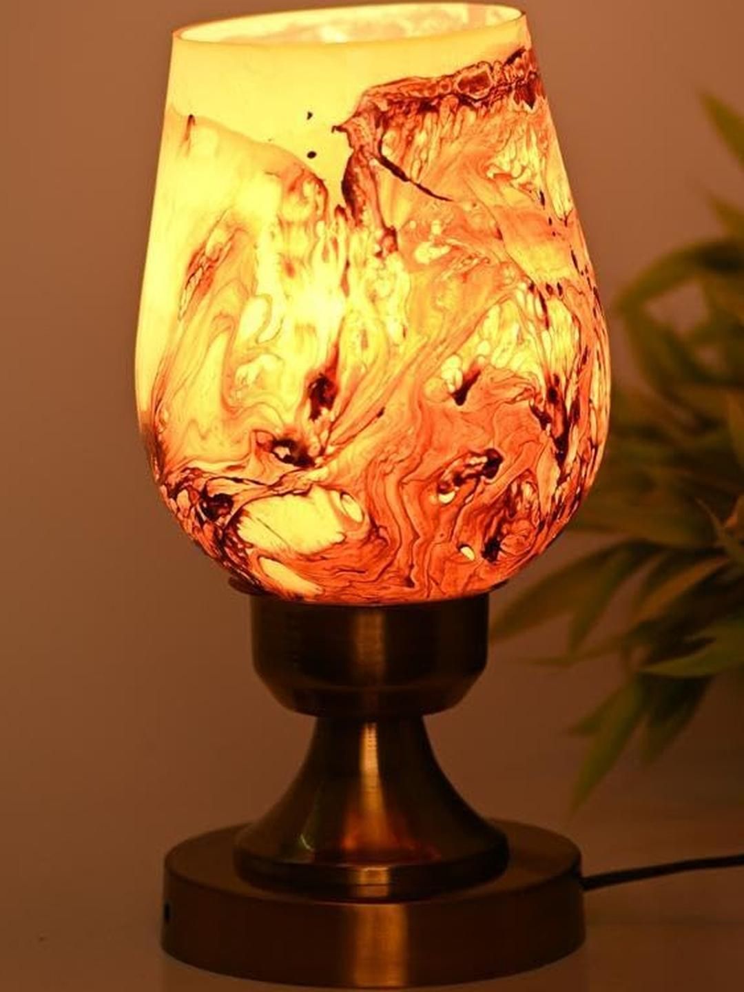 SOMIL Brown Printed Glass Cylindrical Shaped Table Lamp-picture-40