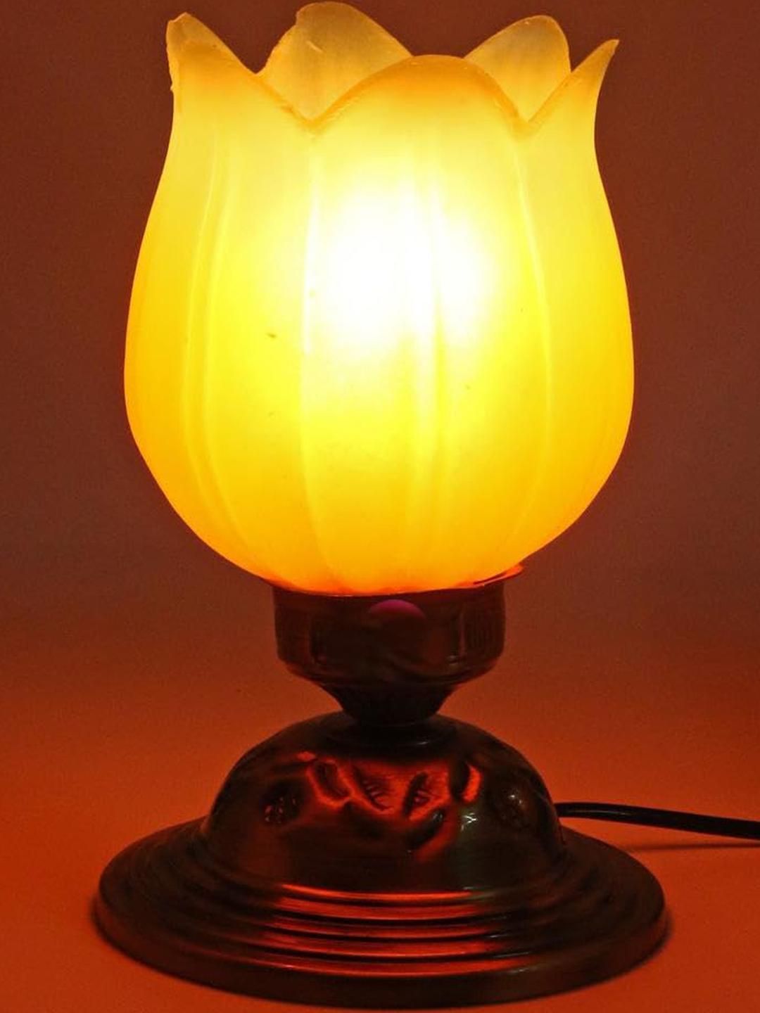 SOMIL Gold-Toned Printed Glass Cylindrical Shaped Table Lamp-picture-30