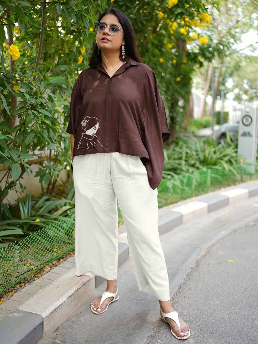 LetsDressUp Printed Shirt Collar Kaftan Top With Palazzo Co-Ords-picture-21