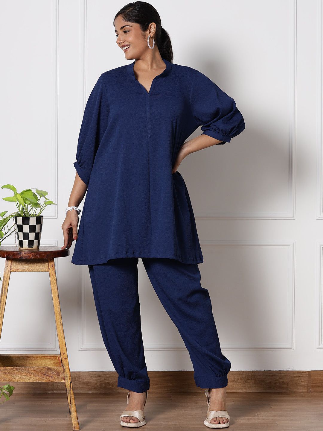 LetsDressUp Textured Mandarin Collar Top With Salwar Co-Ords-picture-35