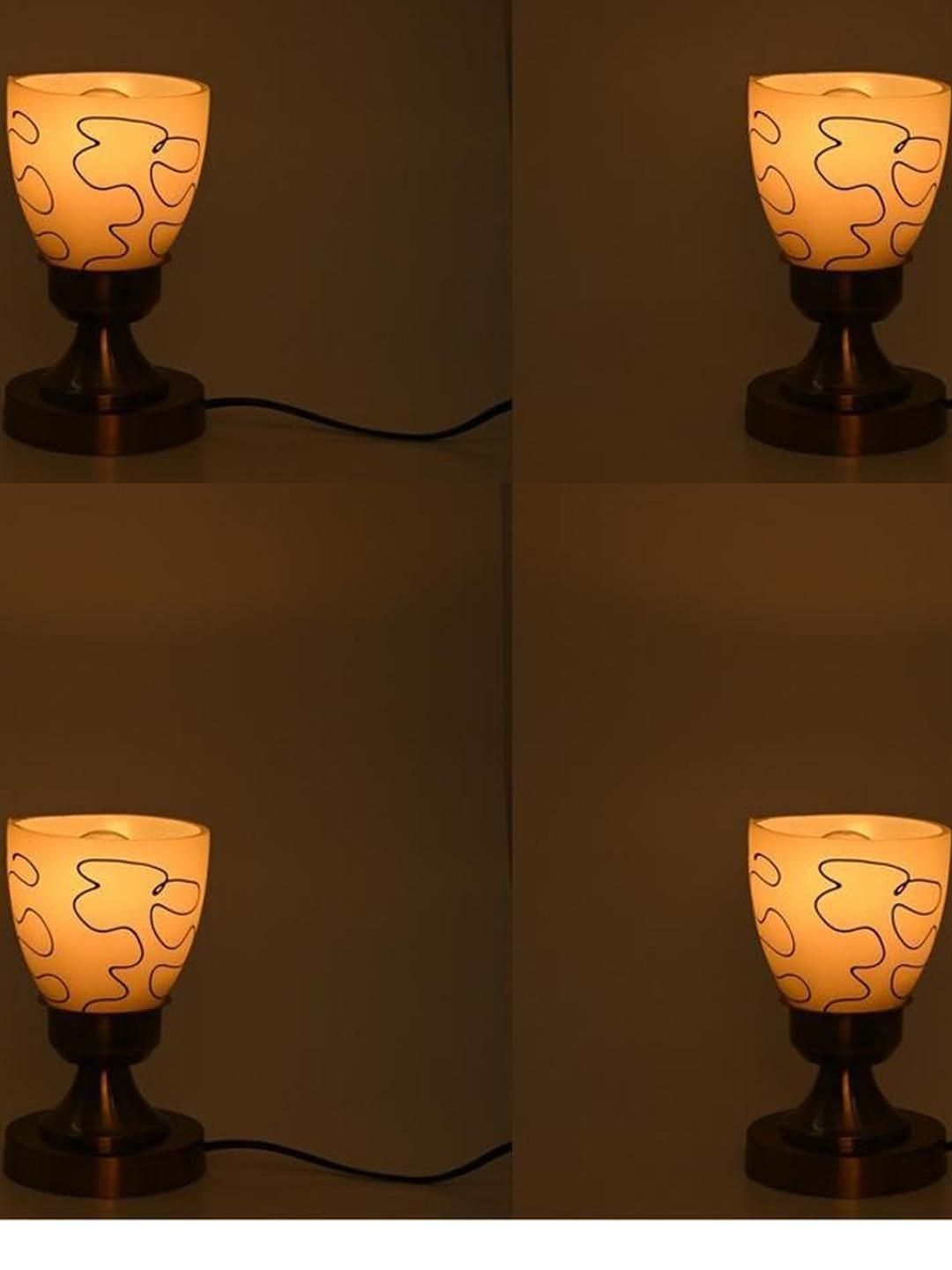 SOMIL Orange 4 Piece Printed Glass Cylindrical Shaped Table Lamp-picture-22