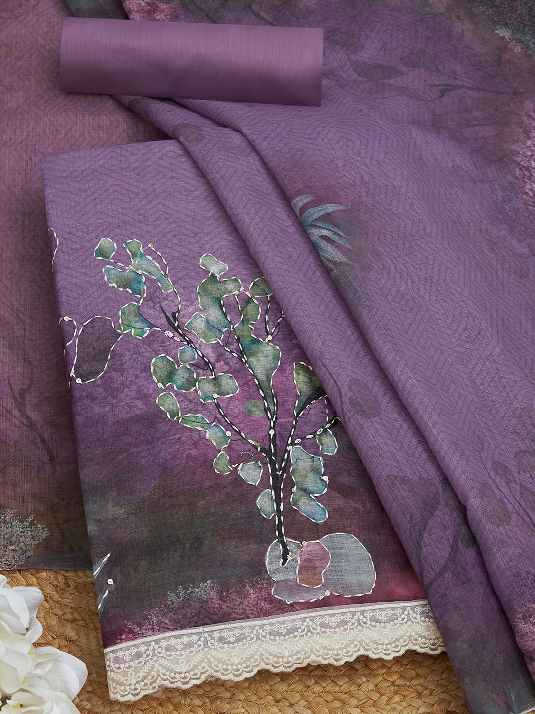 Soch Floral Printed Linen Unstitched Dress Material