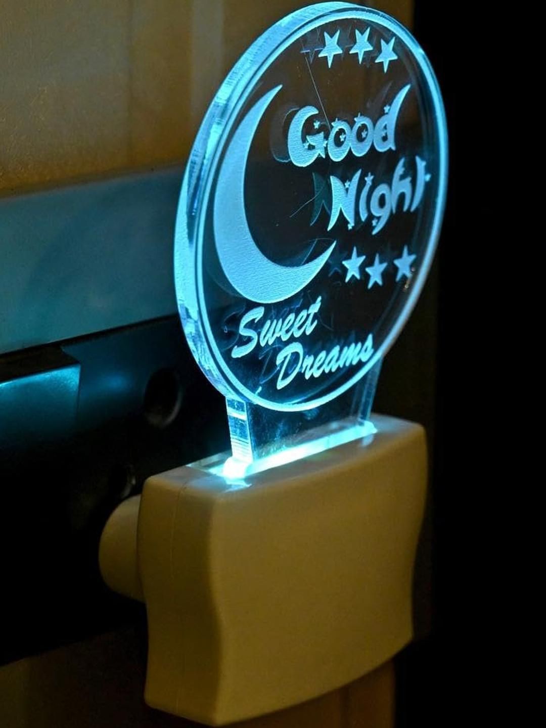 SOMIL Green & Blue Acrylic Good Night Printed Glass With LED Night Lamp-picture-46