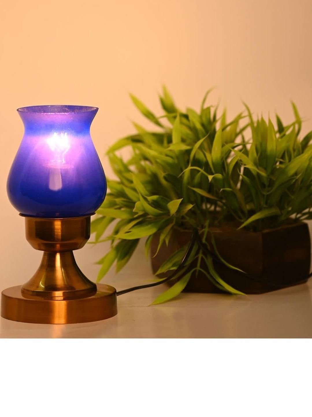 SOMIL Blue Printed Glass Cylindrical Shaped Table Lamp-picture-35