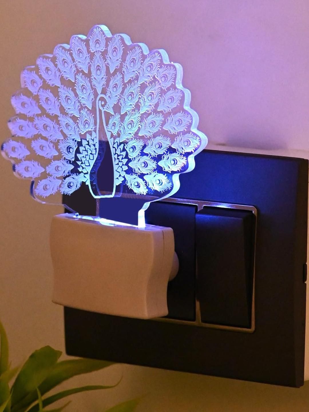 SOMIL 3D Illusion Effect Multicolour Peacock Shaped Led Night Lamp-image-4