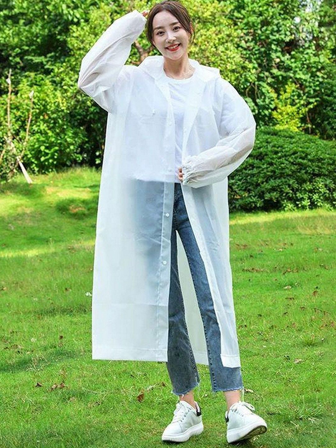 Infispace Hooded Breathable Waterproof Long Rain Jacket-picture-58