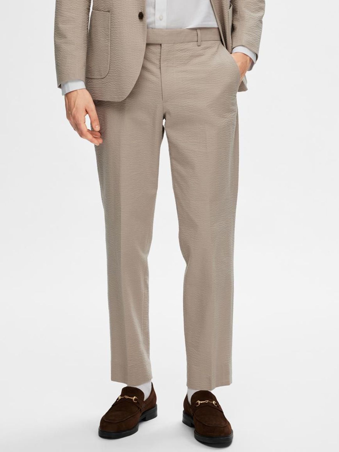 SELECTED Men Solid Mid-Rise Regular Fit Formal Trousers-picture-10