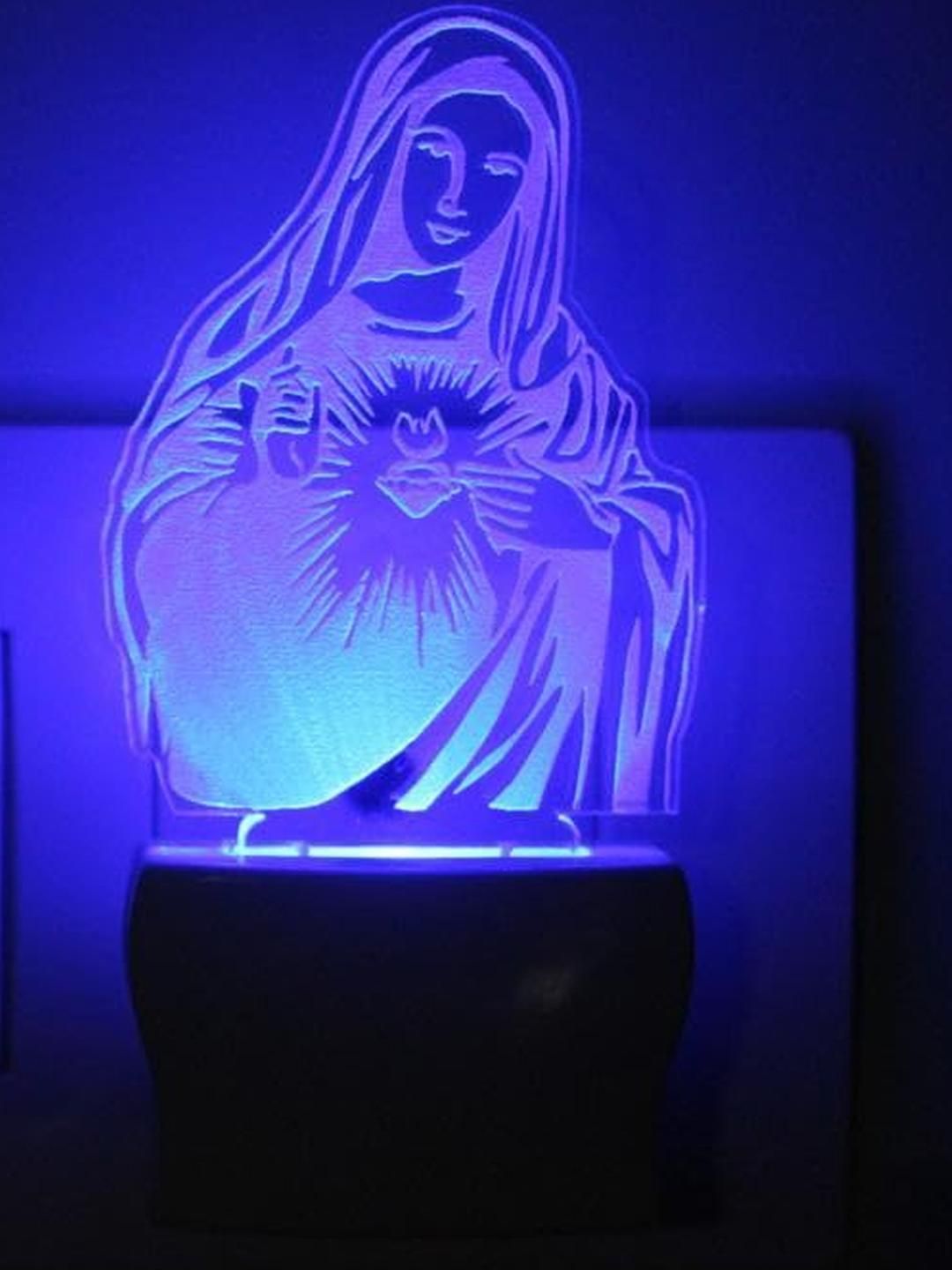 SOMIL Green & Blue Acrylic Lord Jesus Printed Glass With LED Night Lamp-picture-28