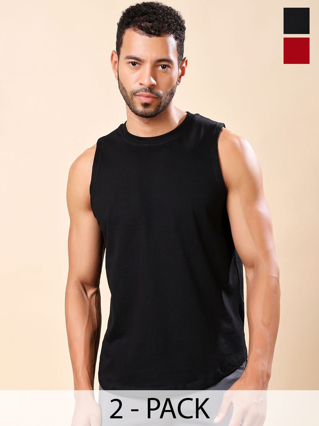 Friskers Pack Of 2 Pure Cotton Round Neck Gym Vests 200725AE-01-03-picture-53