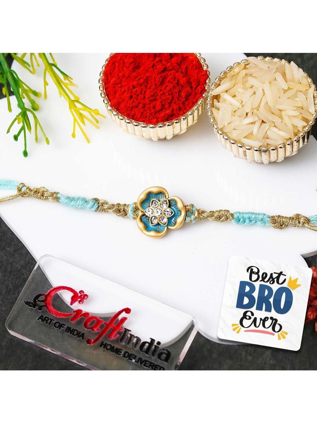 eCraftIndia Stone-Studded Rakhi With Roli Rice & Magnet-picture-28