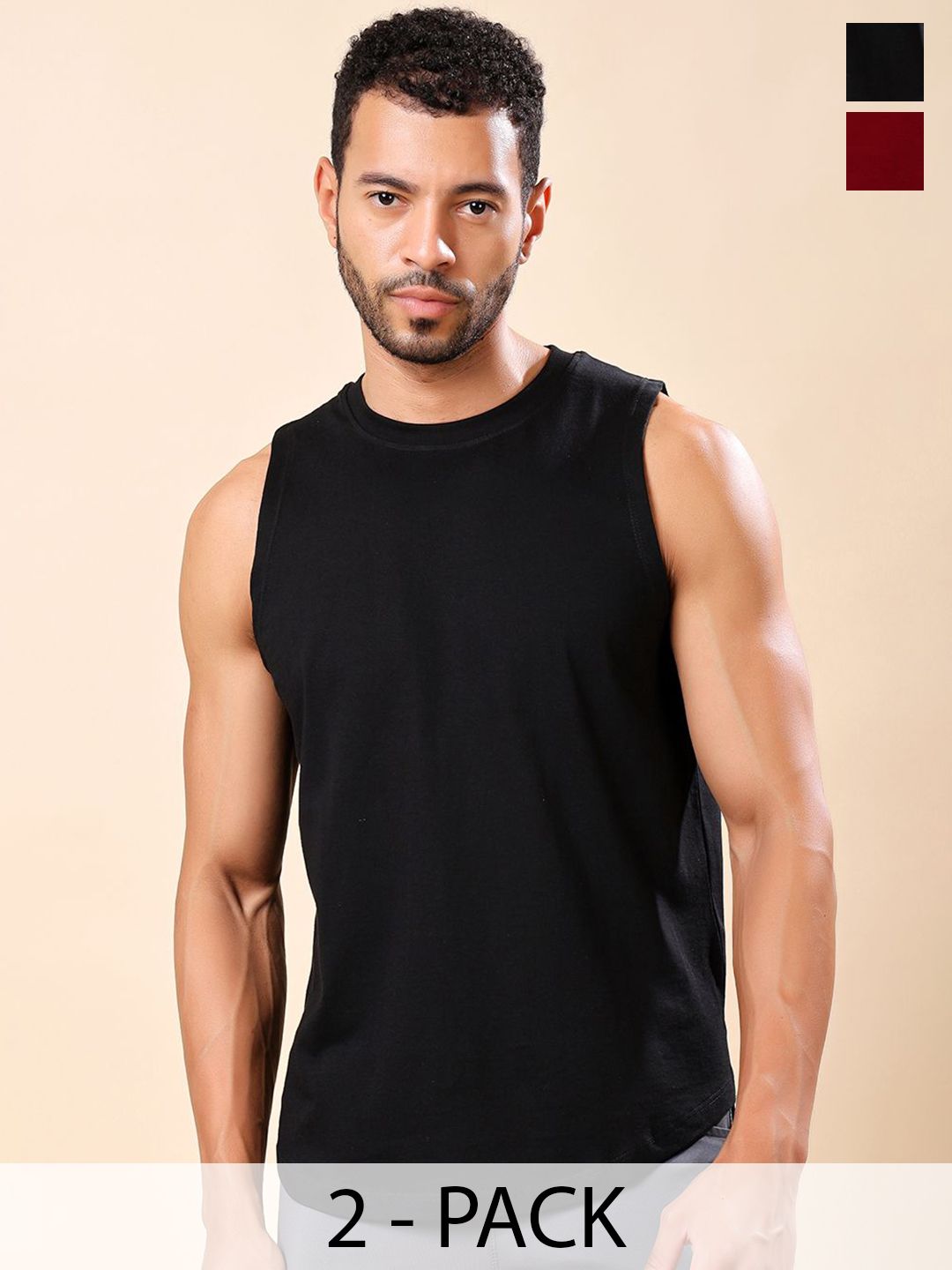 Friskers Pack Of 2 Pure Cotton Round Neck Gym Vests 200725AE-01-14-picture-48
